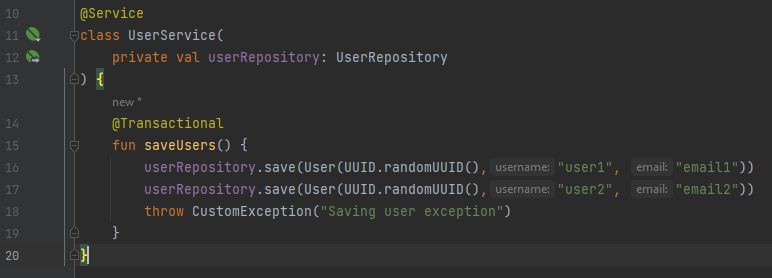 @Transactional example