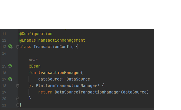 Transaction manager configuration